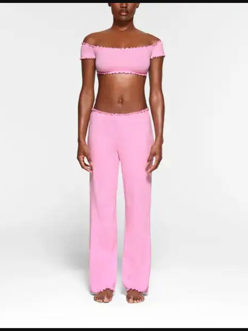 NWT Skims Pointelle Logo Pant Lounge Shade Bubble Gum Pink Size XL